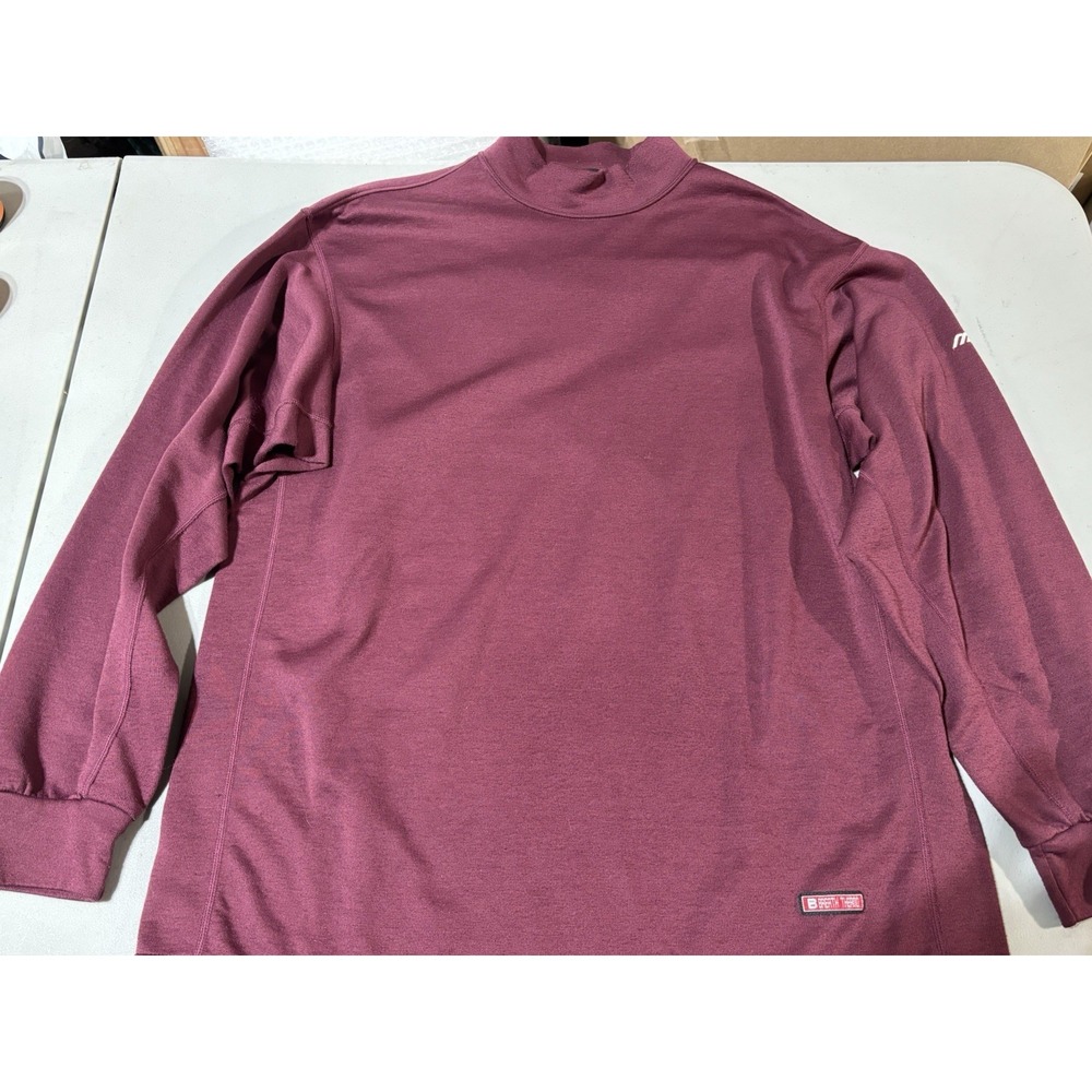 Mizuno Performance Wear Shirt Breathe Thermo Sz XL Mock Neck Base Layer Burgundy